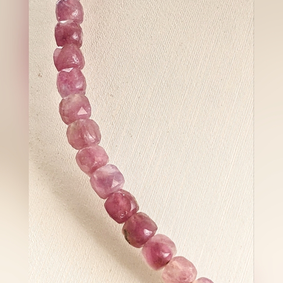 Natural Pink Thulite Beads With Gold Beads In Half And Half Choker/Necklace - Picture 5 of 9